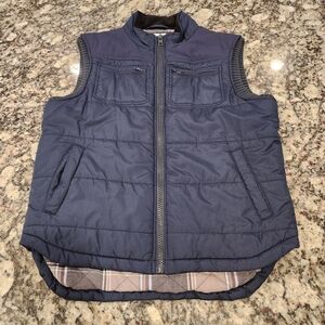 Aeropostale Women's Navy Puffer Vest With Flannel Lining